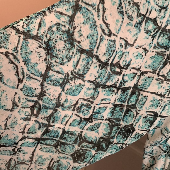 Snakeskin turquoise maxi dress with slits at both thighs. - Picture 7 of 11